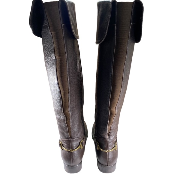 Ros Hommerson Brown Knee Boots with Buckle on Heel Womens Shoes Size 8 - Picture 6 of 7